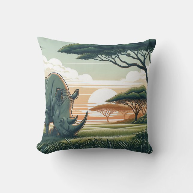 Luxuriöse Rhinoceros Pillow for Wildlife Lovers Kissen (Vorderseite)