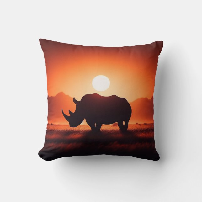 Luxuriöse Rhinoceros Pillow for Wildlife Lovers Kissen (Vorderseite)