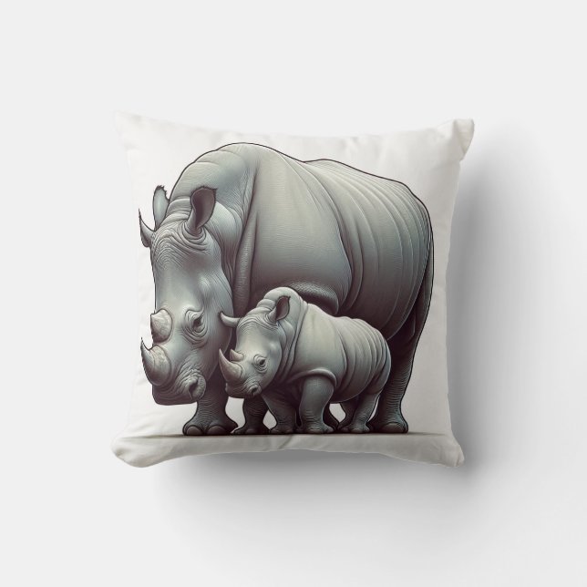 Luxuriöse Rhinoceros Pillow for Wildlife Lovers Kissen (Vorderseite)