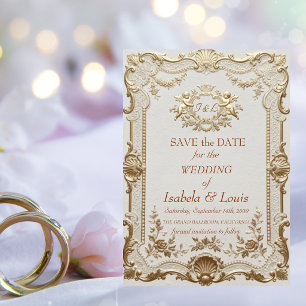 Luxuriöse Rokoko-Elegante französische Spitze Hoch Save The Date
