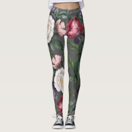 Luxuriöse romantische Blumenmuster rote Rosen Somm Leggings