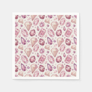 Luxuriöse rosa Edelsteine & funkelnde Kristalljuwe Serviette