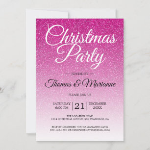 Luxuriöse rosa Glitter-Ombre-Weihnachtsfeier Einladung