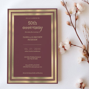 Luxuriöse rosa Gold 50. Hochzeitstag Einladung