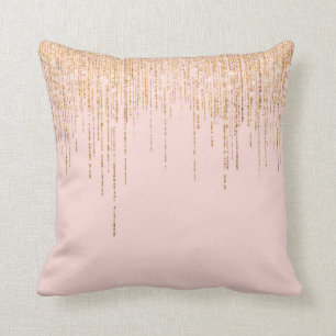 Luxuriöse Rosa Gold Funkelnd Glitzer Fringe Kissen