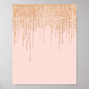 Luxuriöse Rosa Gold Funkelnd Glitzer Fringe Poster