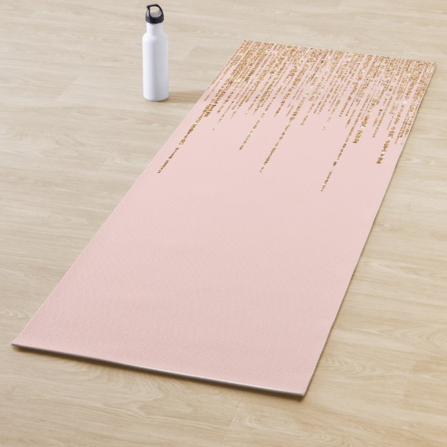 Luxuriöse Rosa Gold Funkelnd Glitzer Fringe Yogamatte (Beispiel)