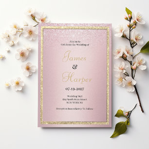 Luxuriöse rosa Gradienten Gold Glitzer Hochzeit Einladung