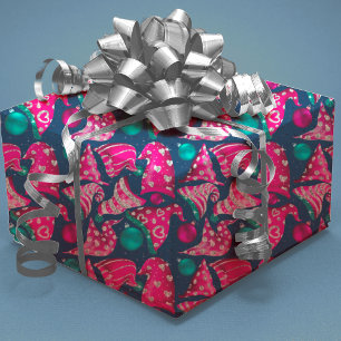 Luxuriöse rosa Imitate Glitzer gnomes hat Weihnach Geschenkpapier Set