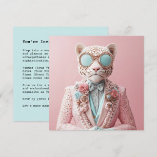 Luxuriöse Rosa Leopard Elegance Einladung