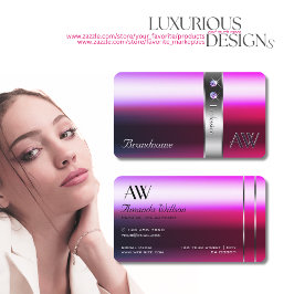 Luxuriöse rosa Lila glänzende Silberdekor-Initiale Visitenkarte