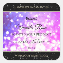 Luxuriöse, rosa, Lila Glitzer Sparkle Produktkennz Quadratischer Aufkleber