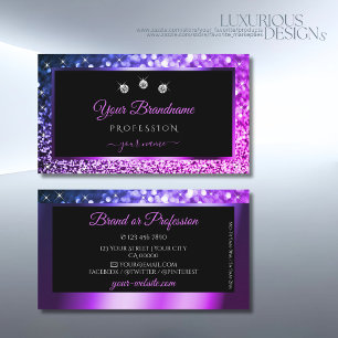 Luxuriöse rosa Lila Ombre Sparkle Glitzer Diamonds Visitenkarte