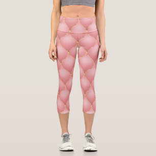 Luxuriöse Rosa Rose Gold Diamond gepolstertes Must Capri Leggings