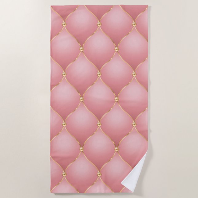 Luxuriöse Rosa Rose Gold Diamond gepolstertes Must Strandtuch (Vorderseite)