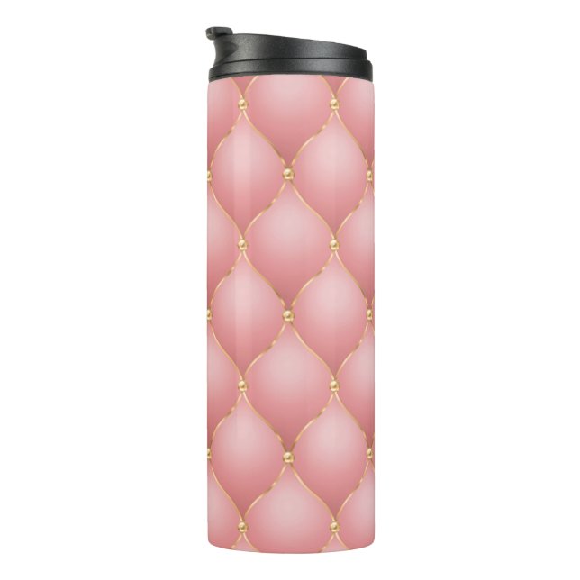 Luxuriöse Rosa Rose Gold Diamond gepolstertes Must Thermosbecher (Nach rechts gedreht)