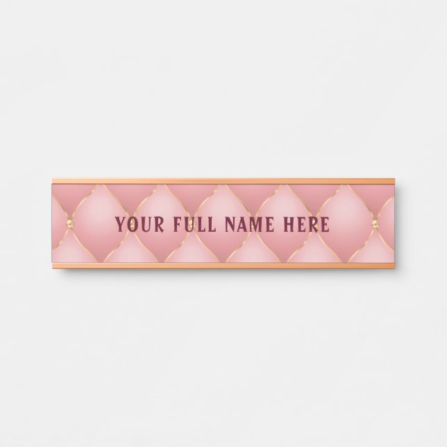Luxuriöse Rosa Rose Gold Diamond Individuelle Name Türschild (Vorderseite )