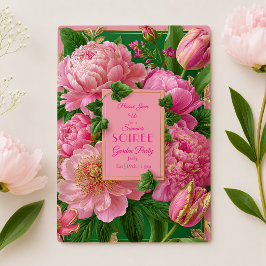 Luxuriöse rosa und grüne florale Gartenparty Einladung