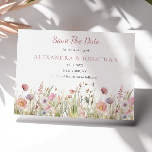 Luxuriöse, rosa Wildblume Hochzeit Save The Date (Von Creator hochgeladen)