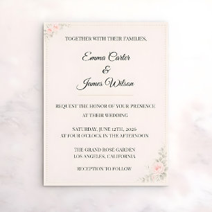 Luxuriöse rosafarbene Florale Hochzeitseinladung Einladung