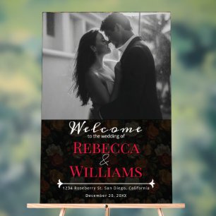 Luxuriöse Rose Blume Rustikale Hochzeitszeichen Acrylschild