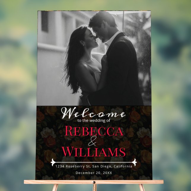 Luxuriöse Rose Blume Rustikale Hochzeitszeichen Acrylschild (Neutral)