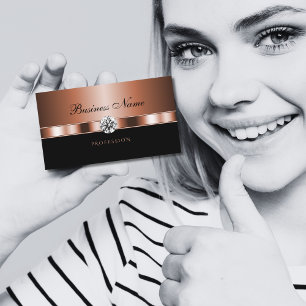 Luxuriöse Rose Gold Black mit Imitaten Rhinestone Visitenkarte