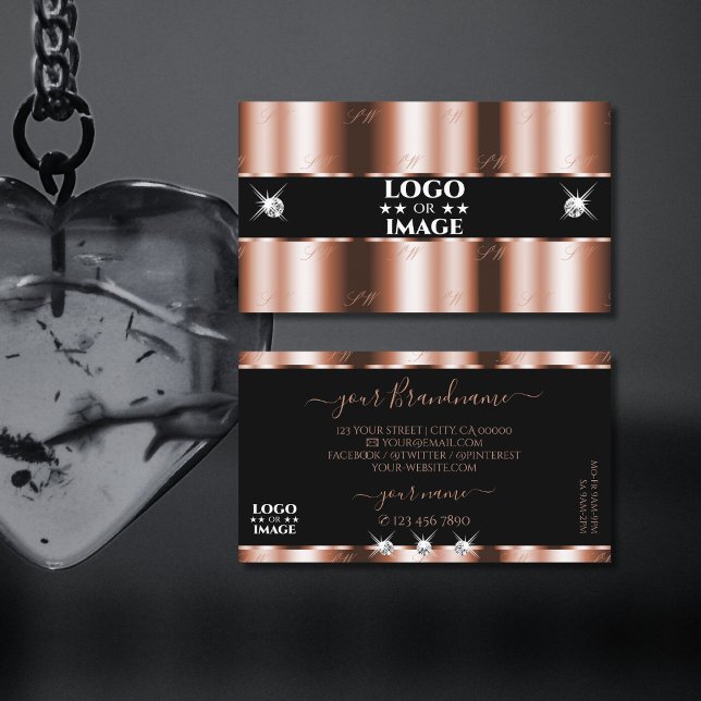Luxuriöse Rose Gold Black Sparkle Juwelen mit Logo Visitenkarte (Von Creator hochgeladen)