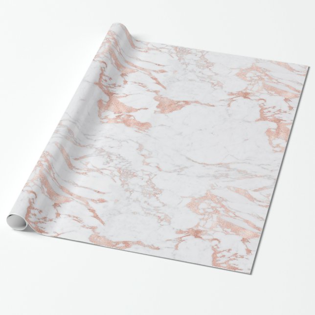 Luxuriöse Rose Gold Foil Marmor Geschenkpapier (Ungerollt)