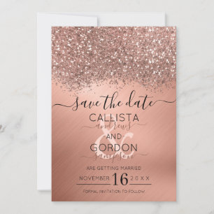 Luxuriöse Rose Gold Glitzer Confetti Metallic Wedd Save The Date