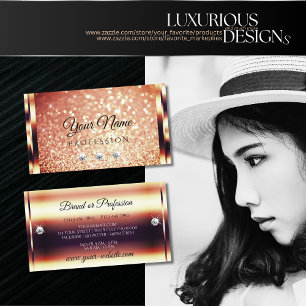 Luxuriöse Rose Gold Glitzer Luminous Stars Diaman Visitenkarte