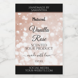 Luxuriöse Rose Gold Glitzer Produktverpackungsmark Lebensmitteletikett