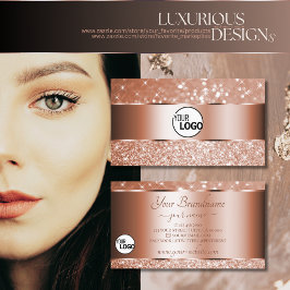 Luxuriöse Rose Gold Glitzer Sparkle Stars und Logo Visitenkarte