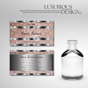 Luxuriöse Rose Gold Glitzer Stars Silver Deco Visitenkarte