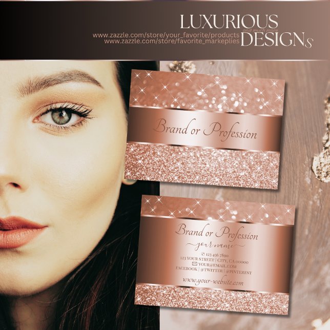 Luxuriöse Rose Gold Leuchtender Glitzer Sparkle St Visitenkarte (Von Creator hochgeladen)