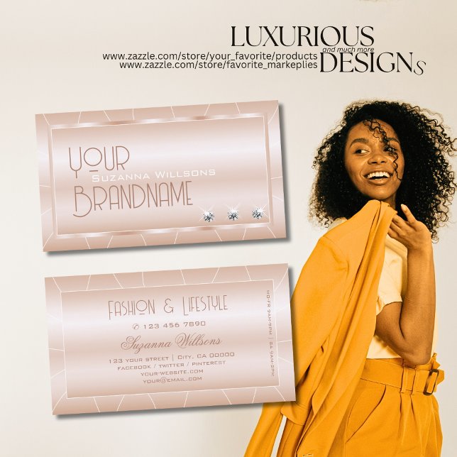 Luxuriöse Rose Gold mit Rahmen und Diamanten Exqui Visitenkarte (Von Creator hochgeladen)