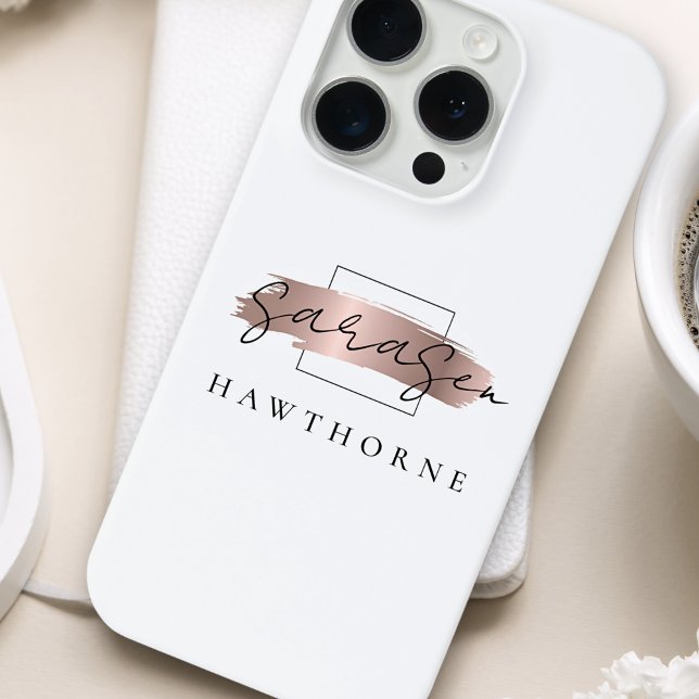 Luxuriöse Rose Gold Monogram Elegant Brush Stroke Case-Mate iPhone Hülle (Von Creator hochgeladen)