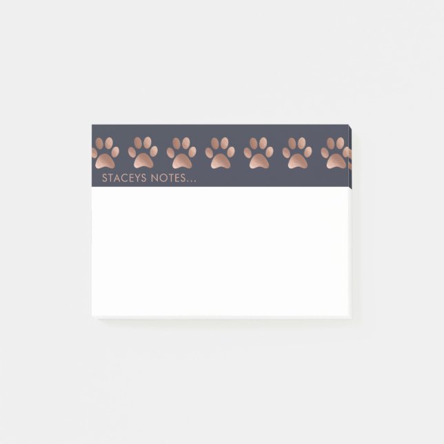 Luxuriöse Rose Gold Paw Print Animal Lover Post-it Klebezettel (Vorderseite)
