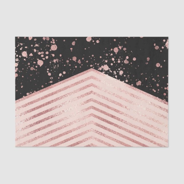 Luxuriöse Rose Gold Pink Black Zickzack Paint Spri Seidenpapier (Vorderseite)