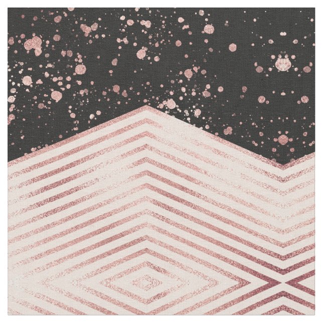 Luxuriöse Rose Gold Pink Black Zickzack Paint Spri Stoff (Nahaufnahme)