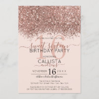 Luxuriöse Rose Gold Pink Glitzer Confetti Sweet 16