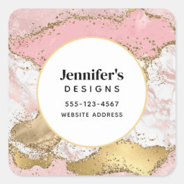 Luxuriöse Rose Gold Pink Marmor Design Business Quadratischer Aufkleber