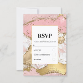 Luxuriöse Rose Gold Pink Marmor Design Hochzeit RSVP Karte