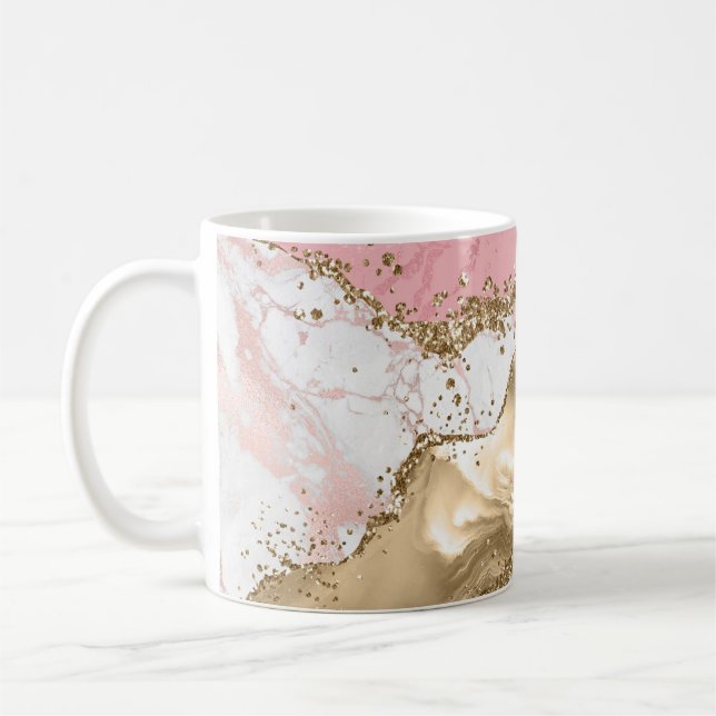 Luxuriöse Rose Gold Pink Marmordesign Kaffeetasse (Links)