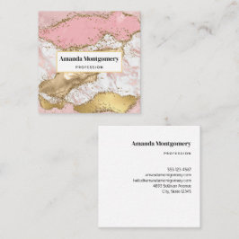 Luxuriöse Rose Gold Pink Marmordesign Quadratische Visitenkarte