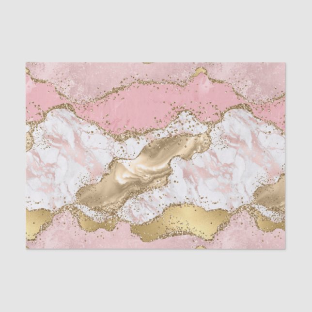 Luxuriöse Rose Gold Pink Marmordesign Seidenpapier (Vorderseite)