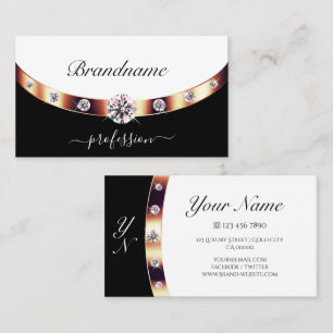 Luxuriöse Rose Gold Schwarz und Weiß mit Initialen Visitenkarte