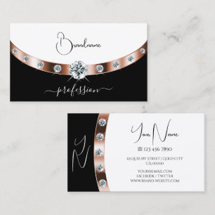 Luxuriöse Rose Gold Schwarz und Weiß mit Monogram Visitenkarte