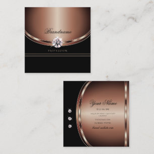 Luxuriöse Rose Gold Schwarze Sparkling Imitate Rhi Quadratische Visitenkarte