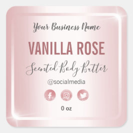 Luxuriöse Rose Gold Shiny Body Butter Labels Quadratischer Aufkleber
